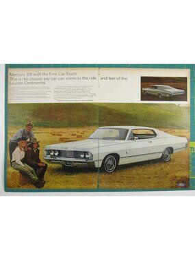 Print Ad Mercury 1968 Fine Car Lincoln Continental Cowboy Cowgirl Southwest